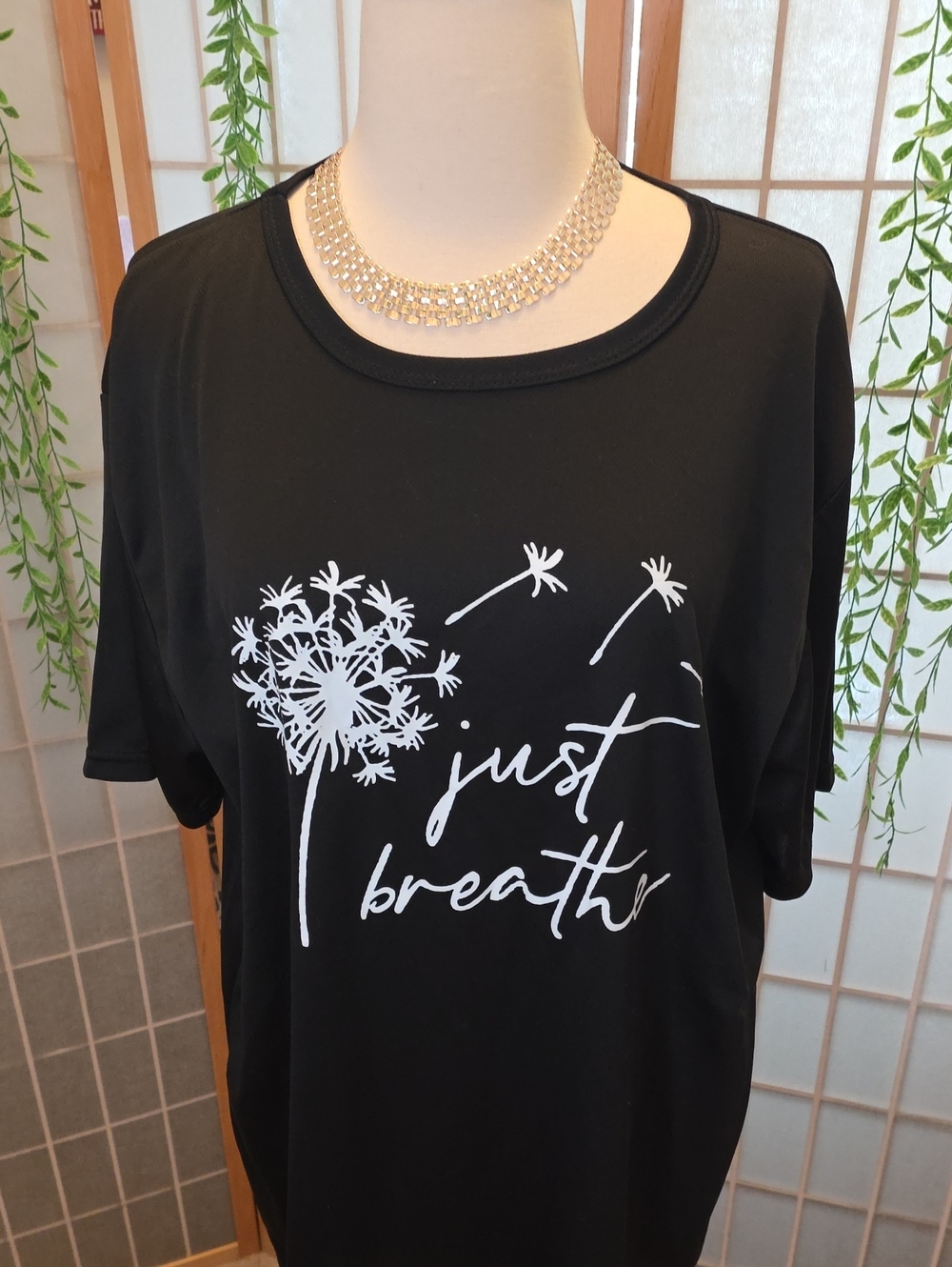 Just Breath Black Graphic Tee by